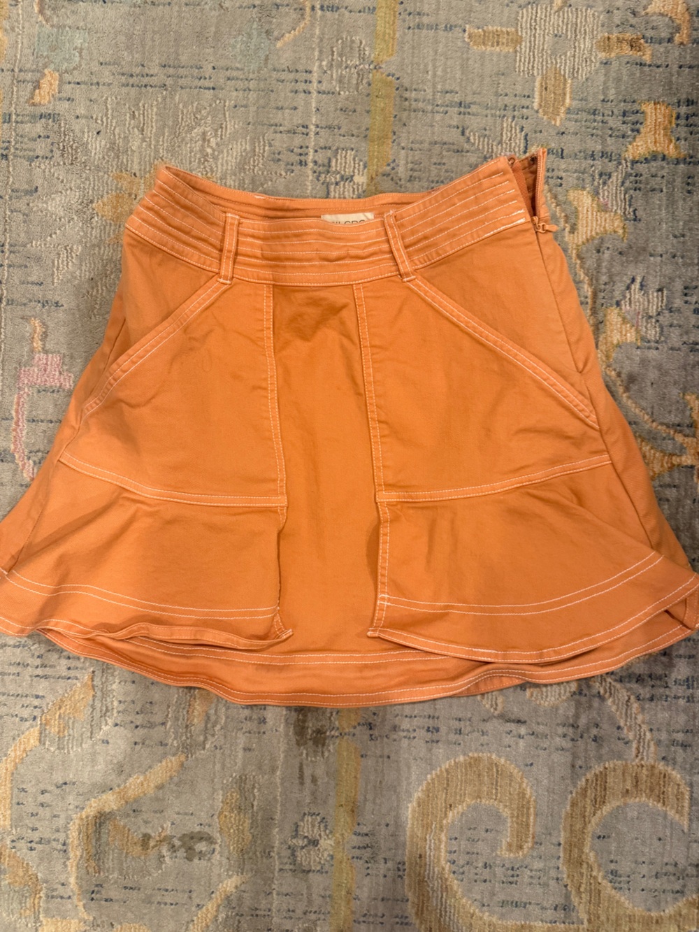 Pilcro Anthropologie Orange Contrast Stitch Mini Skirt Size 6